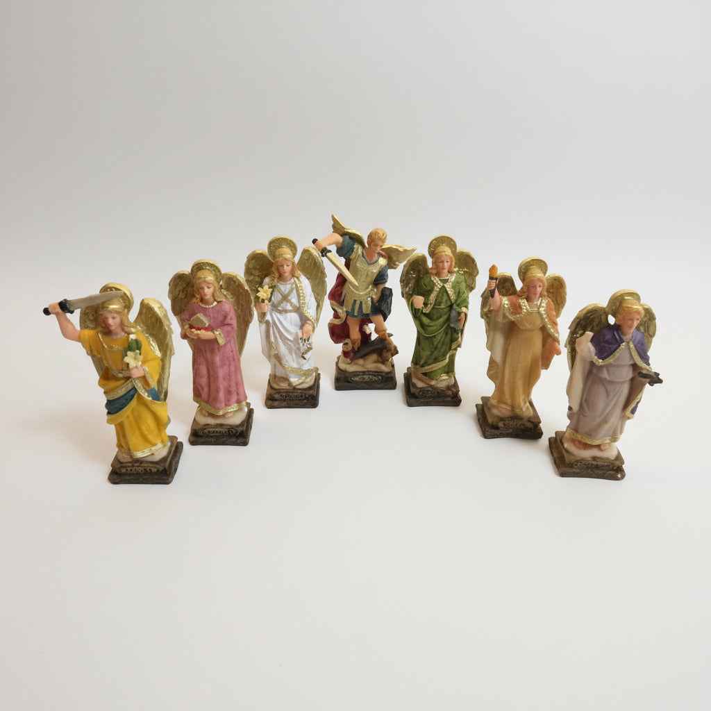 Juego 7 Arcangeles Figura Resina San Miguel, Jofiel, Chamue 7 Colores