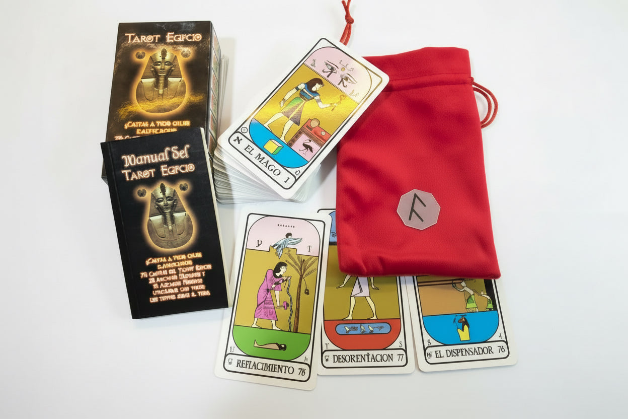 Tarot Egipcio + Instructivo + Amuleto + Morral Import 12.5cm by HEREJE