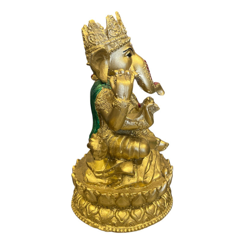 Ganesh Corona Flor De Listo Resina Nacional 16 Cm by HEREJE