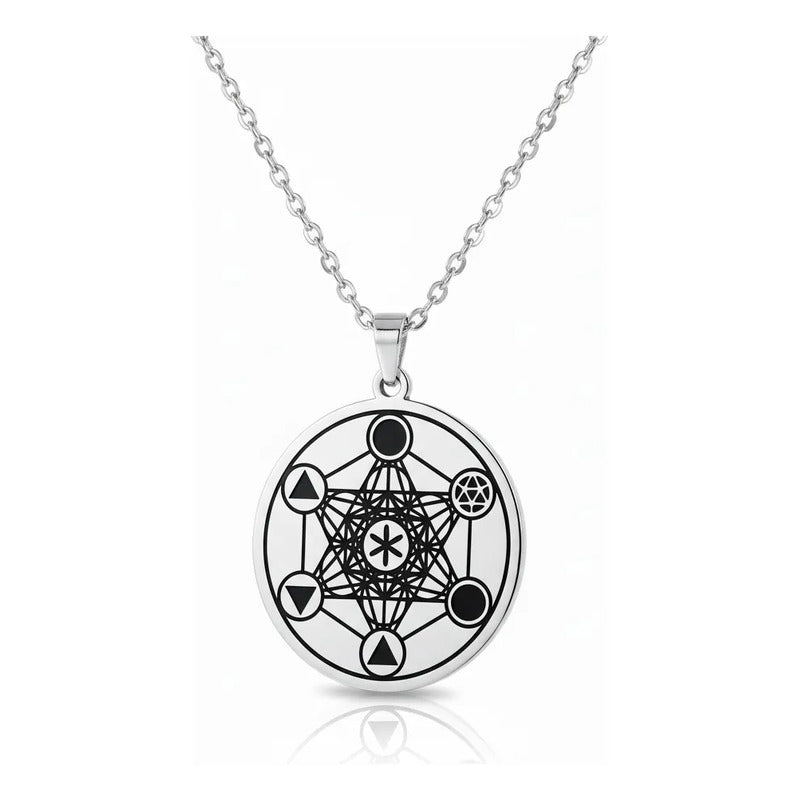 Metatron Medalla De Acero Plateado by HEREJE