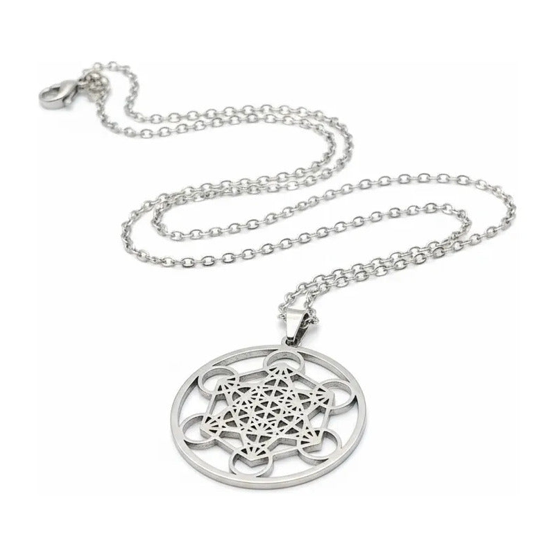 Metatron Dije De Acero Inoxidable Con Cadena Plateado by HEREJE
