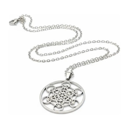 Metatron Dije De Acero Inoxidable Con Cadena Plateado by HEREJE