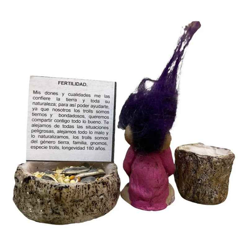 Troll Mini + Comedero + Semillas + Tarjeta Varios Modelos Fertilidad Mujer 4cm