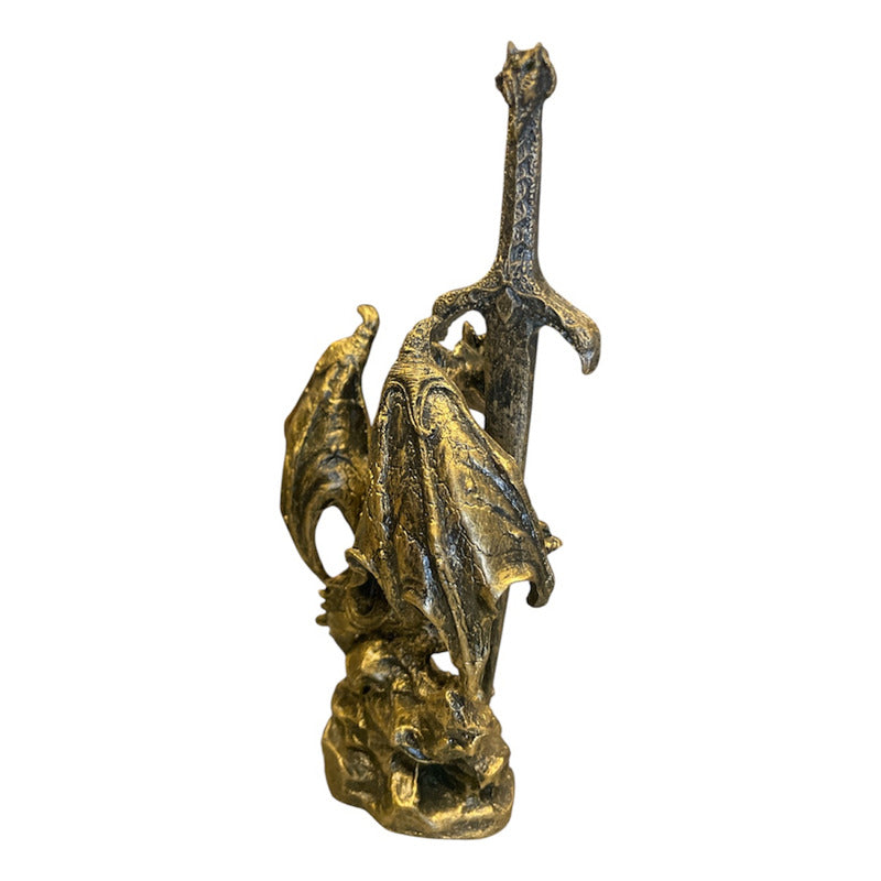 Dragon Dorado Figura Decorativa 12 Cm De Resina Mexicana by HEREJE