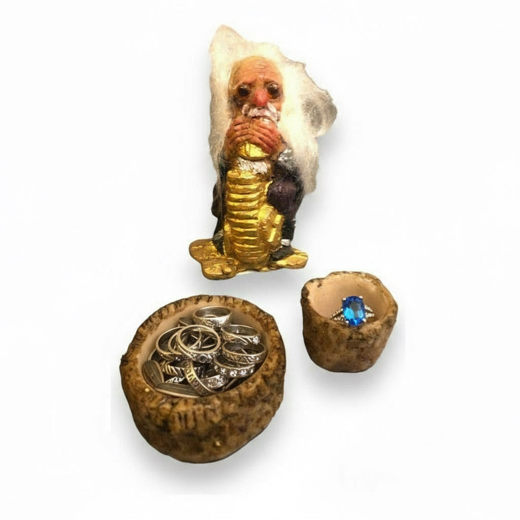Troll Guardián De La Riqueza + Comedero 9 Cm Figura Resina Bordó by HEREJE