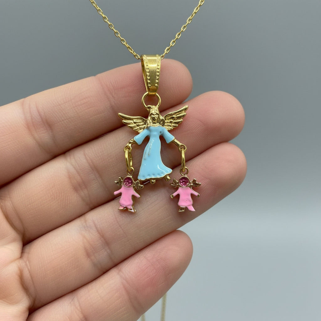 Dije Angel De La Guarda Colgante Baño En Oro Con Cristal 3cm by ARTICULOS ESOTERICOS LETY