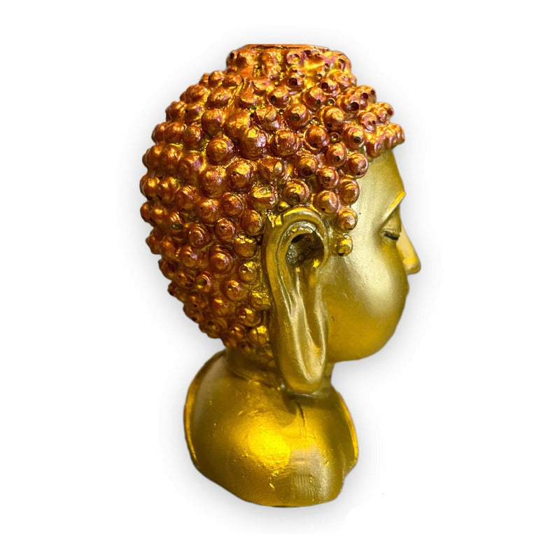 Buda Quemador De Incienso Escultura De Resina 9x6x6cm Dorado Lisa by HEREJE