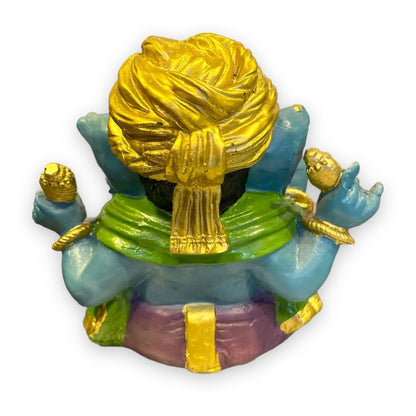 Ganesh Turbante Escultura D Resina Hecho A Mano 15.5x17x13cm by HEREJE