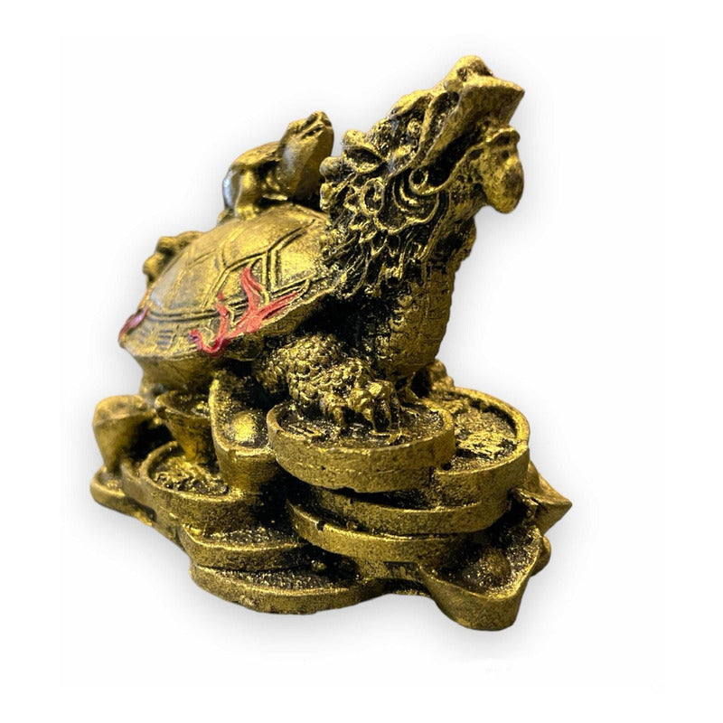 Tortuga Dragón Resina Guardián De La Riqueza Nacional 4cm Dorado by HEREJE