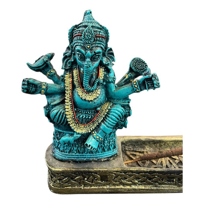 Porta Incienso Con Figura De Ganesh 10 Cm De Altura Turquesa Ganesh by HEREJE