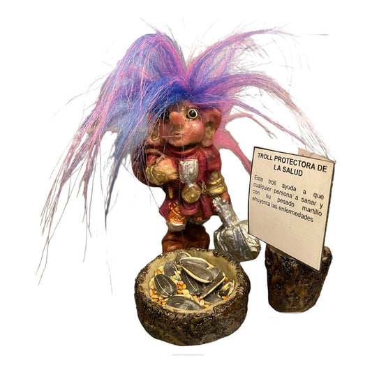 Troll Protector De La Salud + Comedero 11cm Figura De Resina Verde Oscuro by HEREJE