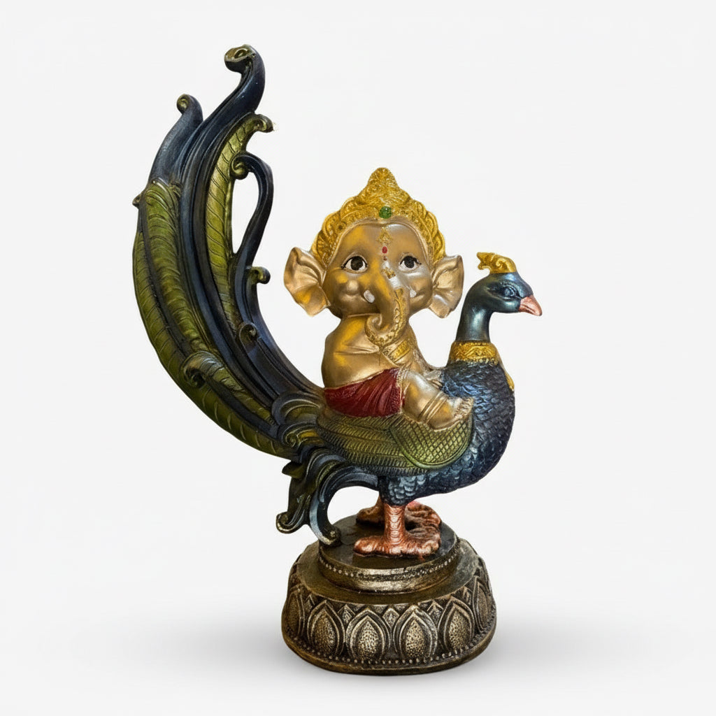 Ganesh Pavo Real Figura Resina Prosperidad 24cm 3 Colores by ARTICULOS ESOTERICOS LETY