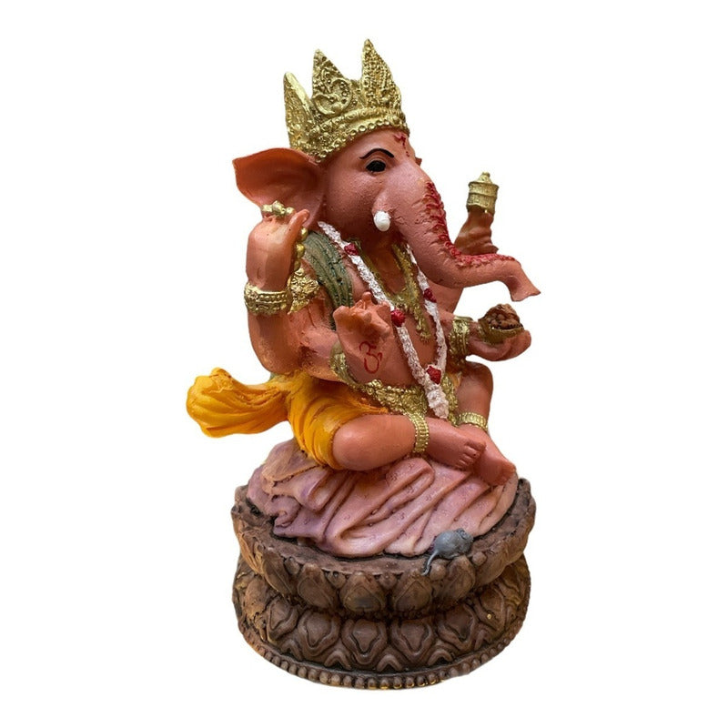 Ganesh Corona Flor De Listo Resina Nacional 16 Cm by HEREJE
