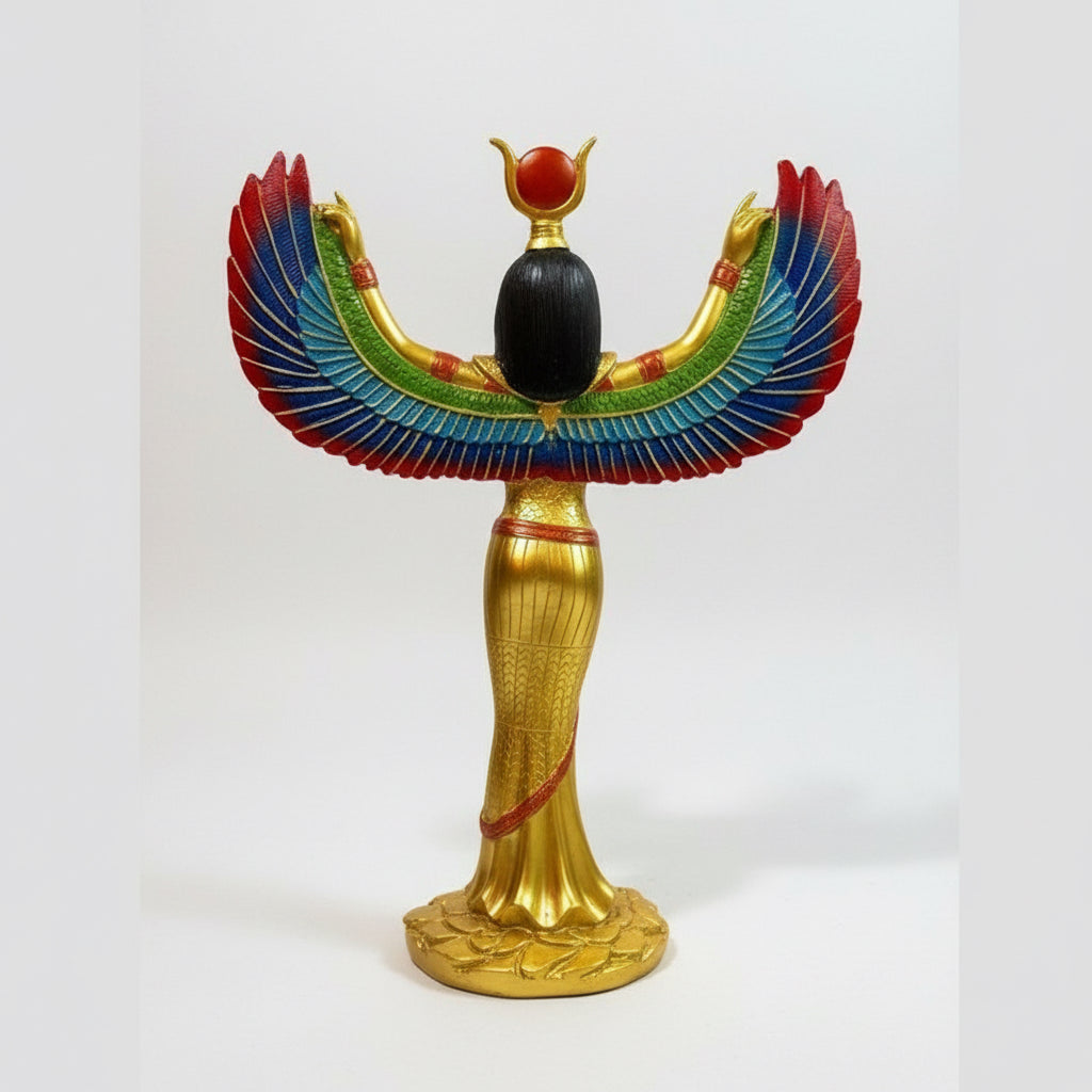 Isis Diosa Ast Egipcia Resina Nacional Pintada A Mano 28 Cm Oro by HEREJE