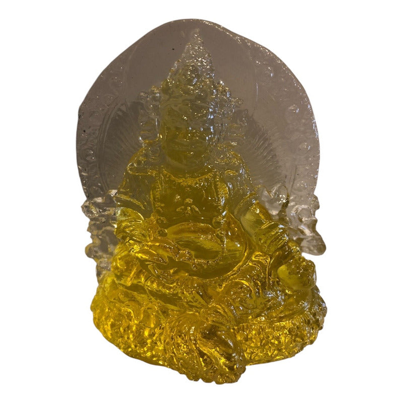 Dzambhala De La Prosperidad Buda En Resina Cristal 12cm Amarillo by HEREJE