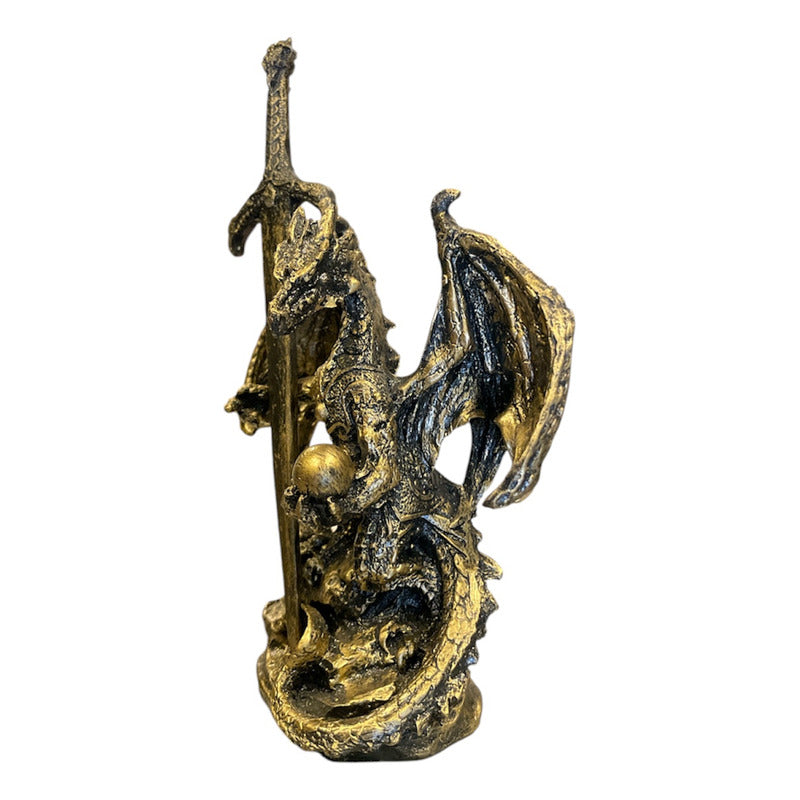 Dragon Dorado Figura Decorativa 12 Cm De Resina Mexicana by HEREJE
