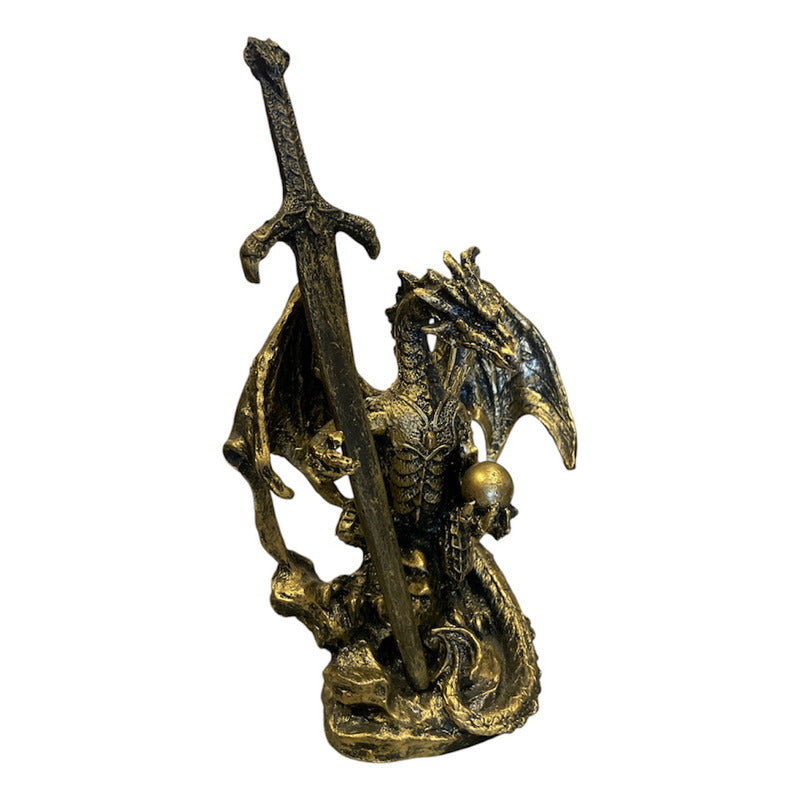 Dragon Dorado Figura Decorativa 12 Cm De Resina Mexicana by HEREJE