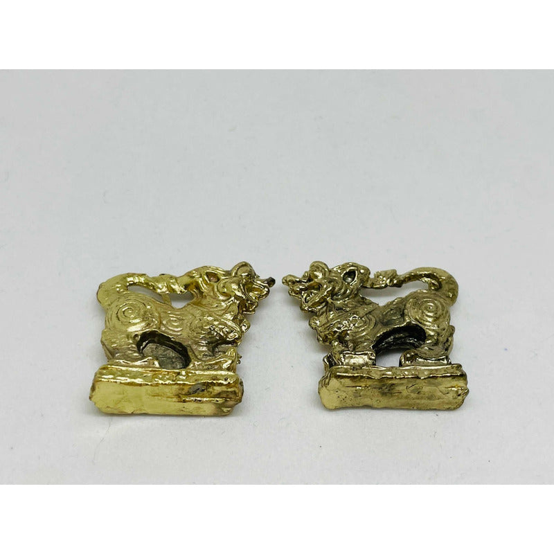 Perros Fu Par En Metal Dorado Pequeños Dorado by HEREJE