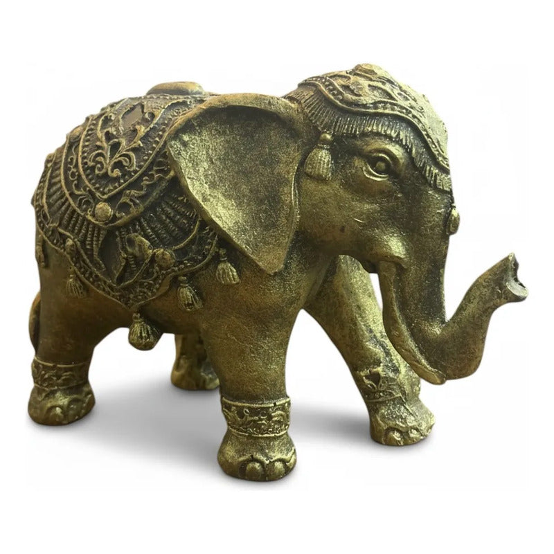 Figura Elefante Hindú Dorado Decoración Suerte 10cm Dorado Oscuro by HEREJE