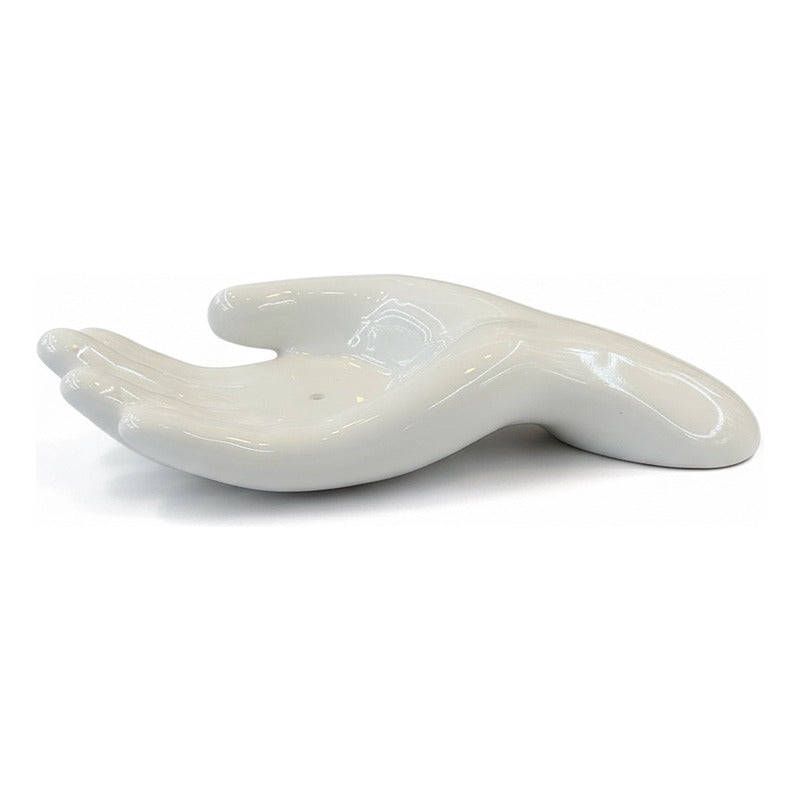 Porta Incienso Ceramico 18x13cm Blanco Mano Mano by HEREJE