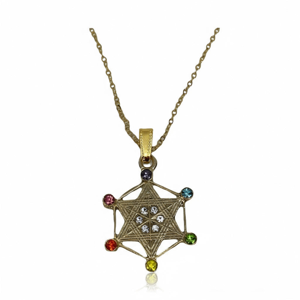 Metatron Dije Baño De Oro Con Cadena Con Cristal Oro by ARTICULOS ESOTERICOS LETY