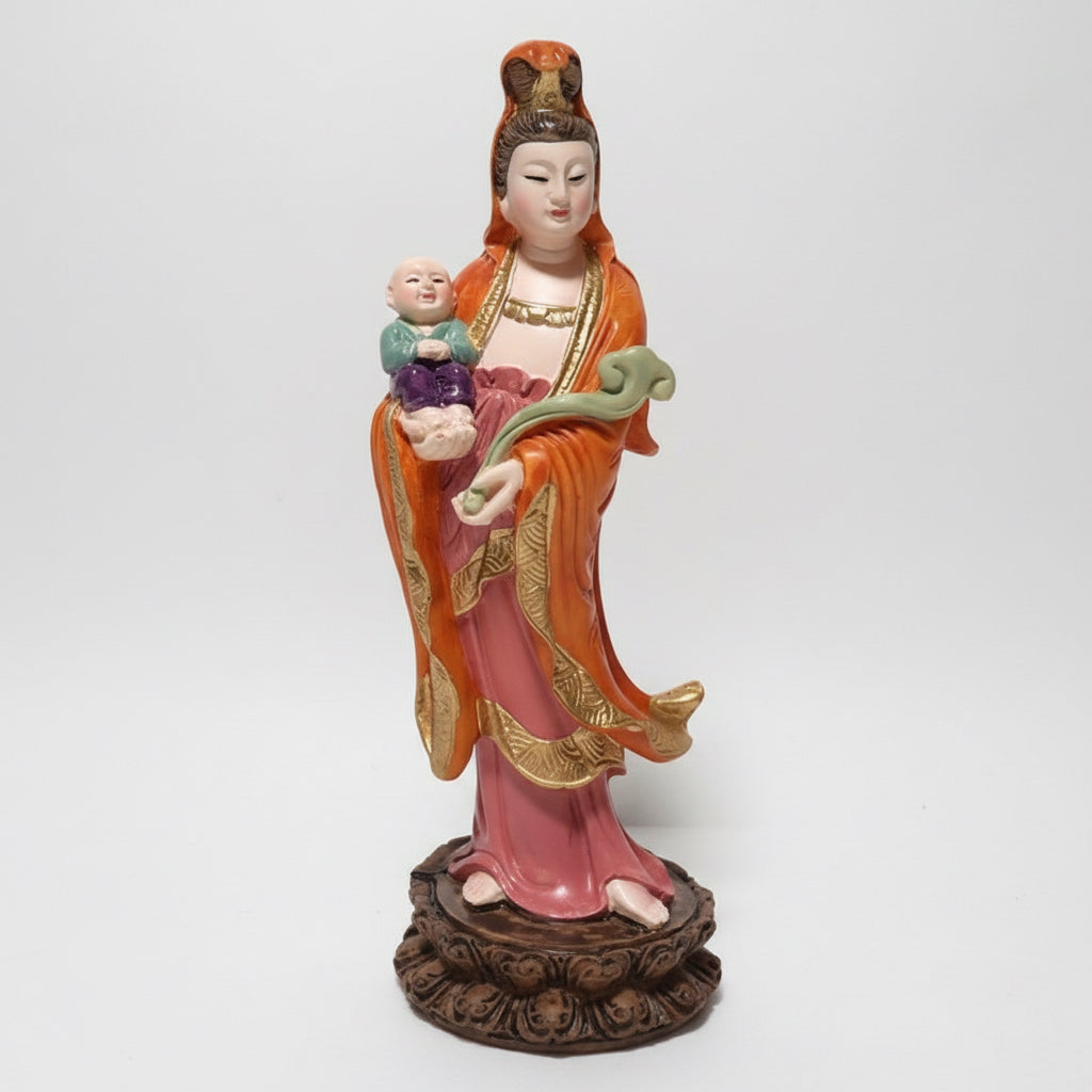 Kwan Yin Diosa Amor Y Bendiciones Resina Artesanal. Multicolor (naranja, Rosa, Dorado, Verde) by ARTICULOS ESOTERICOS LETY