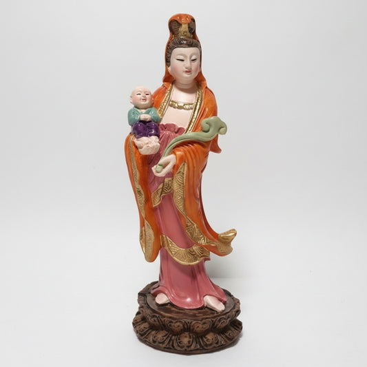 Kwan Yin Diosa Amor Y Bendiciones Resina Artesanal. Multicolor (naranja, Rosa, Dorado, Verde) by ARTICULOS ESOTERICOS LETY