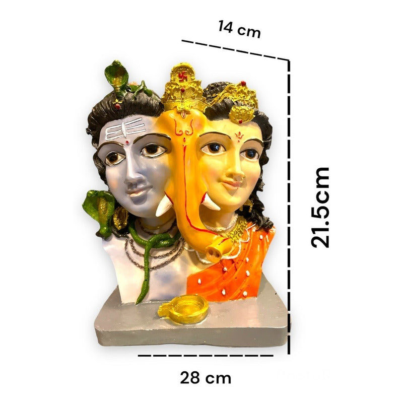Ganesh Shiva Parvati Familia Sagrada Figura De Resina 21.5cm by HEREJE