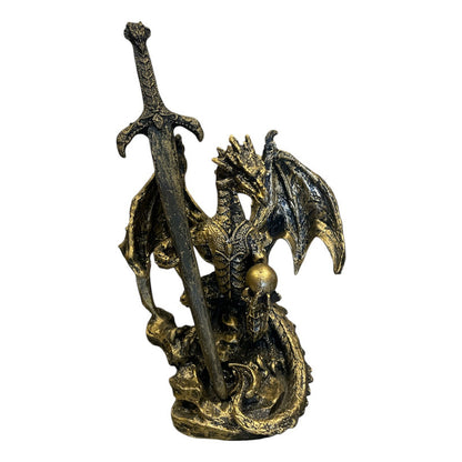 Dragon Dorado Figura Decorativa 12 Cm De Resina Mexicana by HEREJE