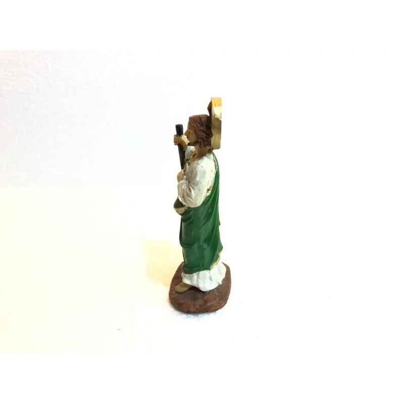 Figura San Judas Tadeo Resina 12.5cm Color Verde Con Blanco