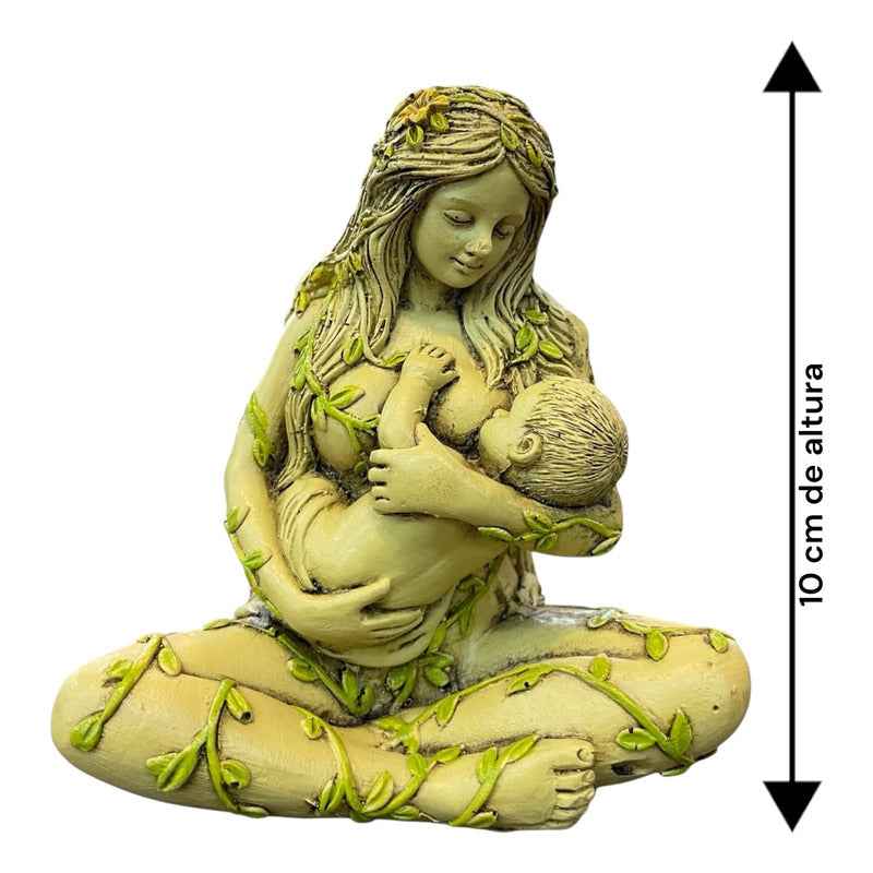 Figura Diosa Madre Tierra, Gaia De Resina 10 Cm Verde Claro