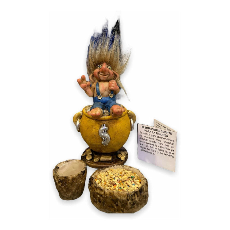 Troll Mismir Doble Suerte + Comedero + Semillas 11.5x7x6 Cm. Índigo by HEREJE