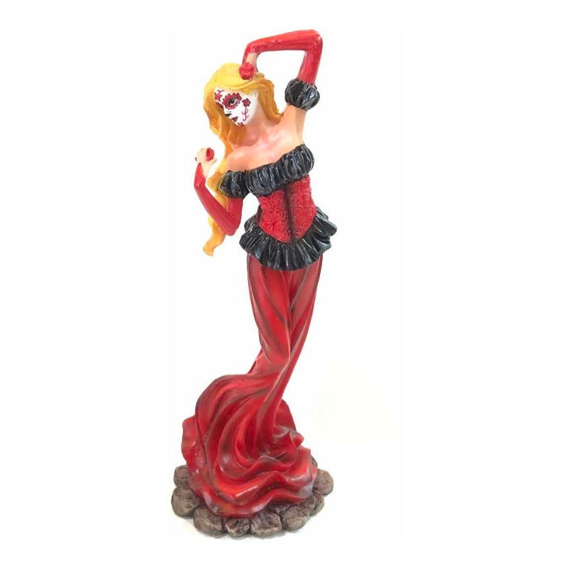 Catrina Roja En Resina Nacional Pintada A Mano 25 Cm Rojo by ARTICULOS ESOTERICOS LETY