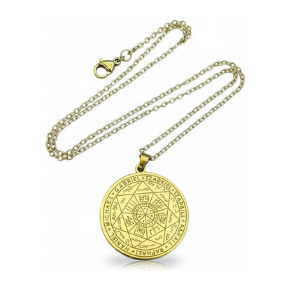 Collar Sello 7 Arcángeles Amuleto Protección Dorado Dorado by HEREJE