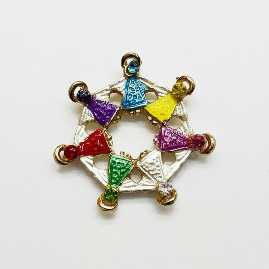 Círculo Ángeles Prendedor Baño De Oro Con Cristal 7 Arcangeles by HEREJE