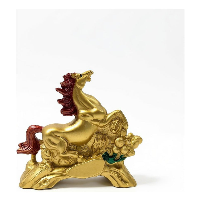 Caballo Del Año Chino Figura De Resina 6.5x8x2.5cm Dorado by HEREJE