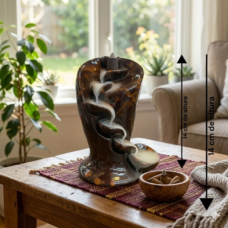 Quemado De Incienso Cascada De Humo Ceramico Cafe 5 Hojas by HEREJE