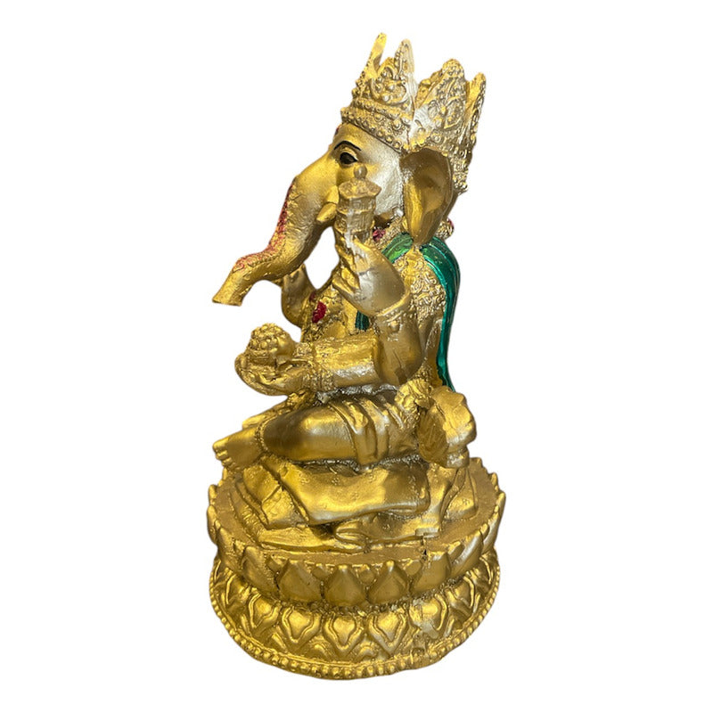 Ganesh Corona Flor De Listo Resina Nacional 16 Cm by HEREJE