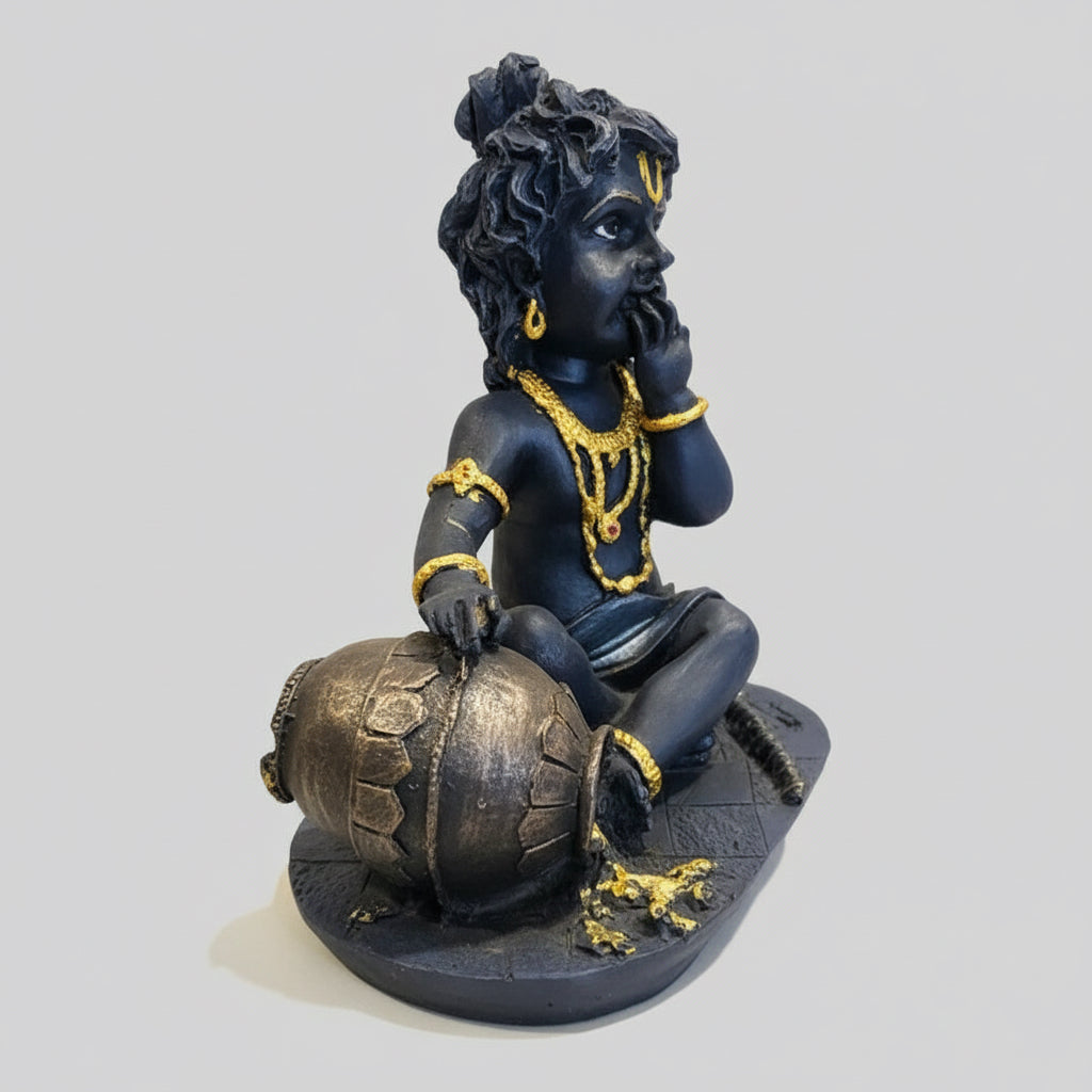 Krishna Bebe Figura Resina Nacional Fondo Negro by HEREJE