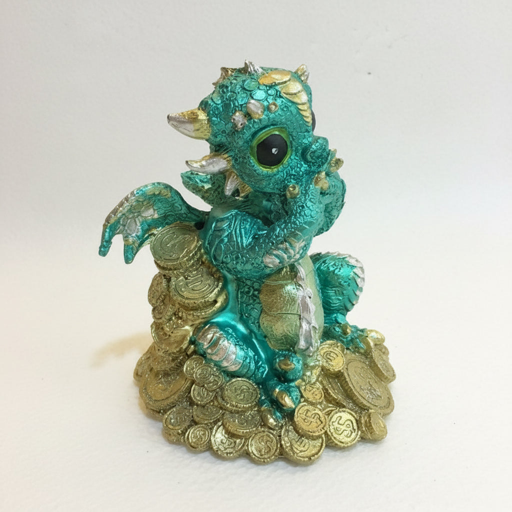 Dragón Tipo Bebe Resina 14.5 Cm Nacional Pintado A Mano. by HEREJE
