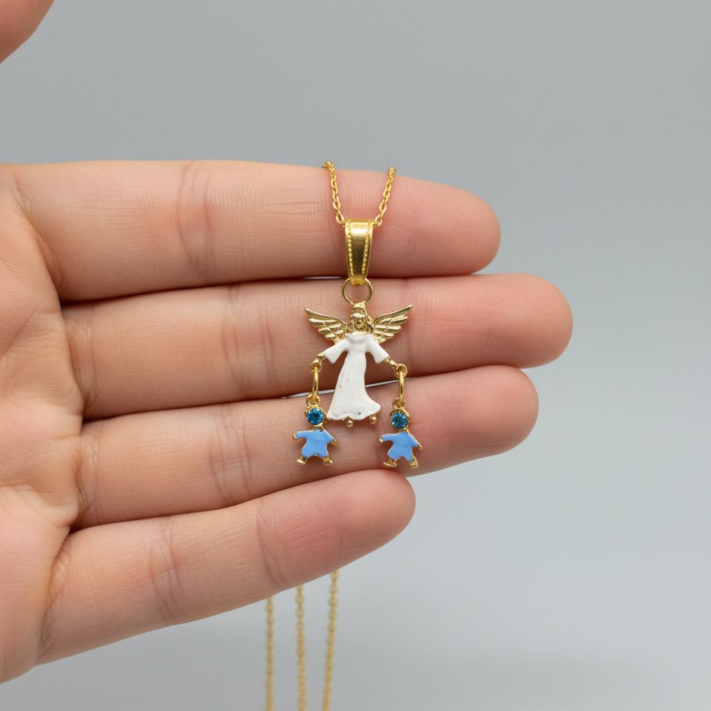 Dije Angel De La Guarda Colgante Baño En Oro Con Cristal 3cm by ARTICULOS ESOTERICOS LETY