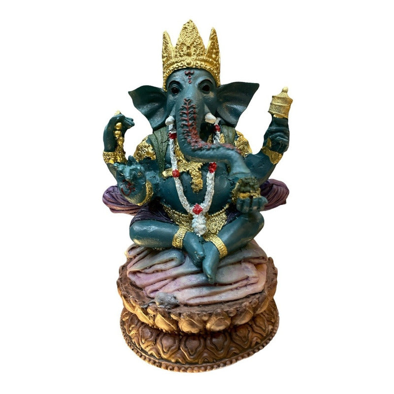 Ganesh Corona Flor De Listo Resina Nacional 16 Cm by HEREJE