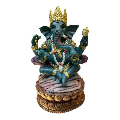 Ganesh Corona Flor De Listo Resina Nacional 16 Cm by HEREJE