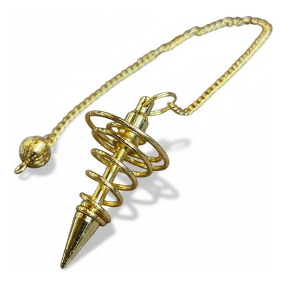 Pendulo Testigo Laton Varios Modelos Radiestesia Reiki Espiral Dorado by HEREJE