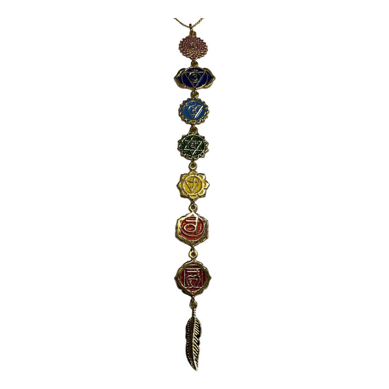 Dijes De Los 7 Chakras Con Cadena De Chapa De Oro Blanco by HEREJE