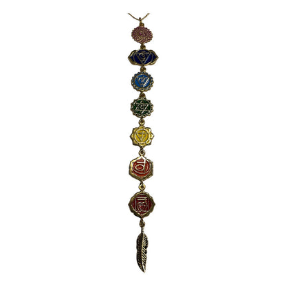 Dijes De Los 7 Chakras Con Cadena De Chapa De Oro Blanco by HEREJE
