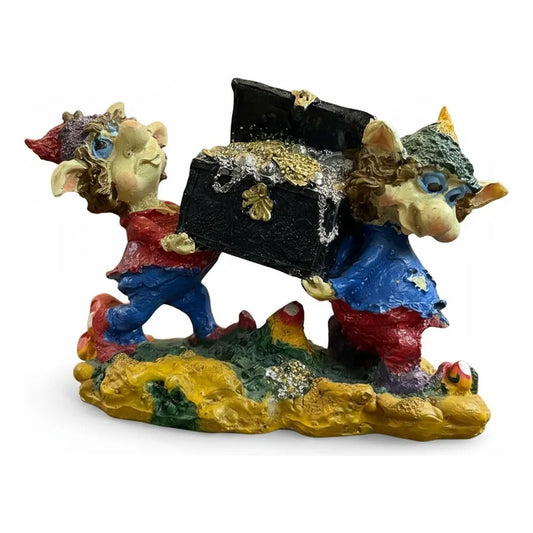 Figura Duendes Con Cofre Del Tesoro De La Abundancia Amarillo by HEREJE