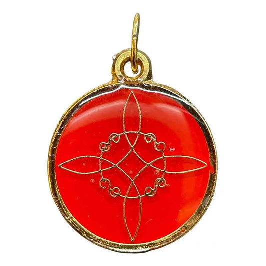 Nudo De Brujas Dije Encapsulado Con Los 7 Baño De Oro 25mm Rojo by HEREJE