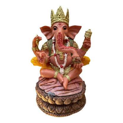Ganesh Corona Flor De Listo Resina Nacional 16 Cm by HEREJE