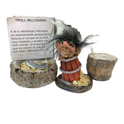 Troll Mini + Comedero + Semillas + Tarjeta Varios Modelos Millonario 5cm